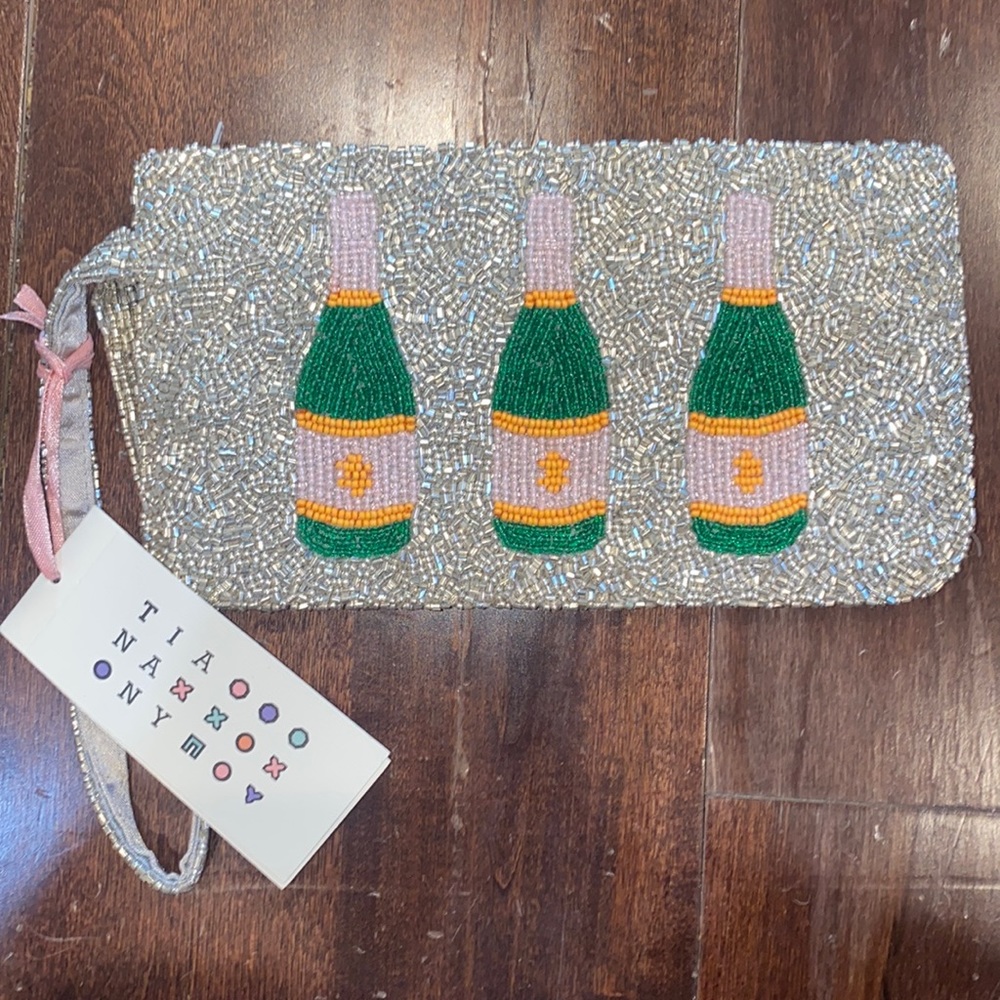 Champagne Bottles Beaded Clutch